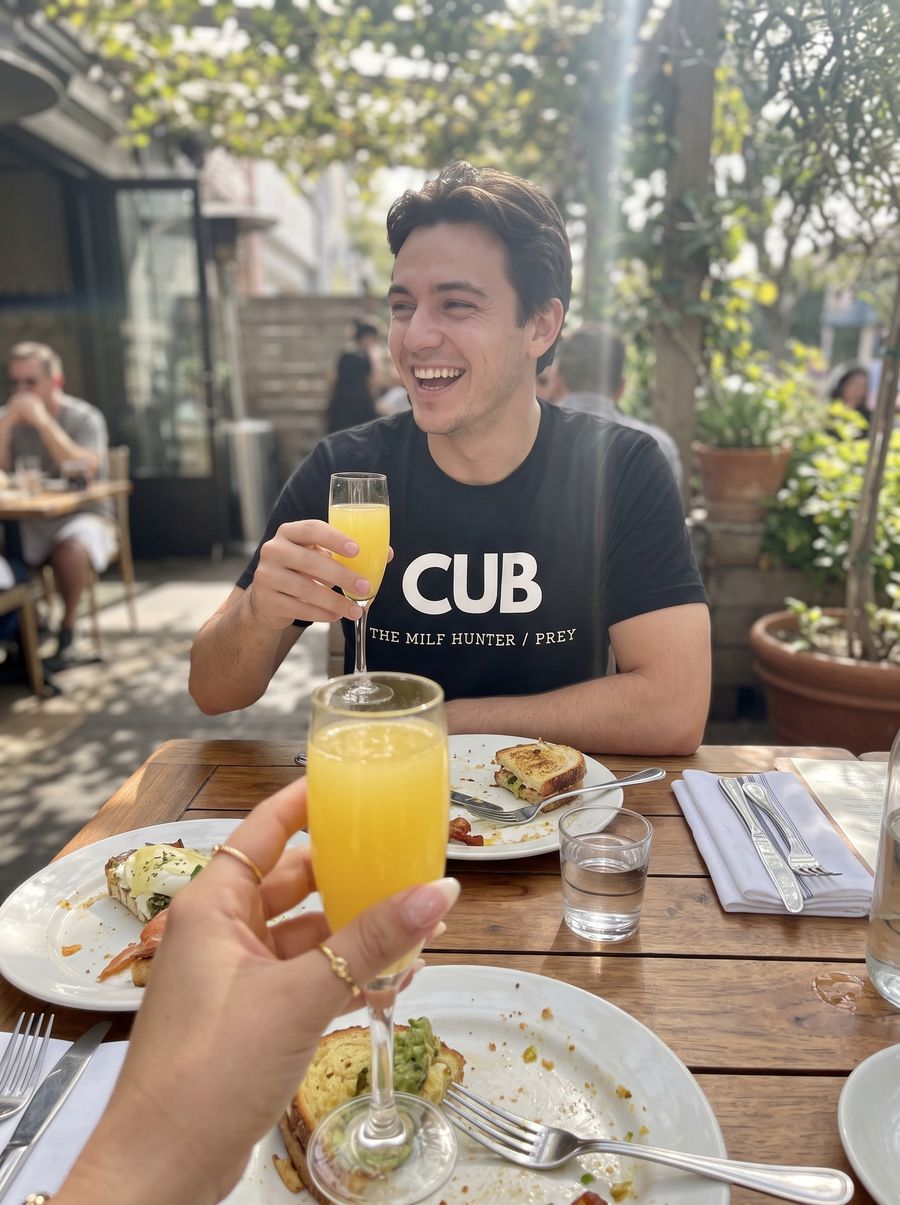 Brunch cheers in the Milf Hunter tee